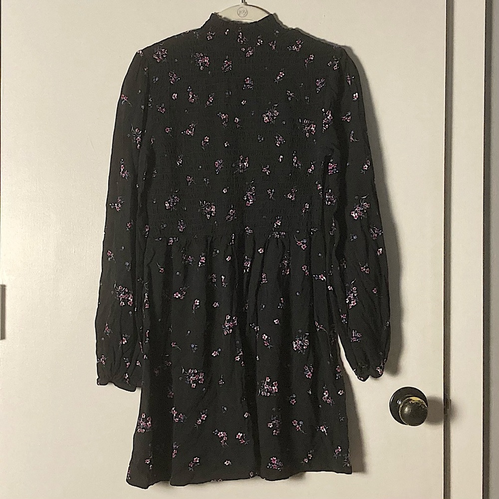 Wild Fable Black Floral Smocked Long Sleeve Midi Dress Size Small - Picture 3 of 10